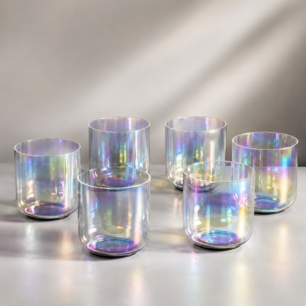 Set Lumière · 7 bols en cristal clair poli · édition praticien