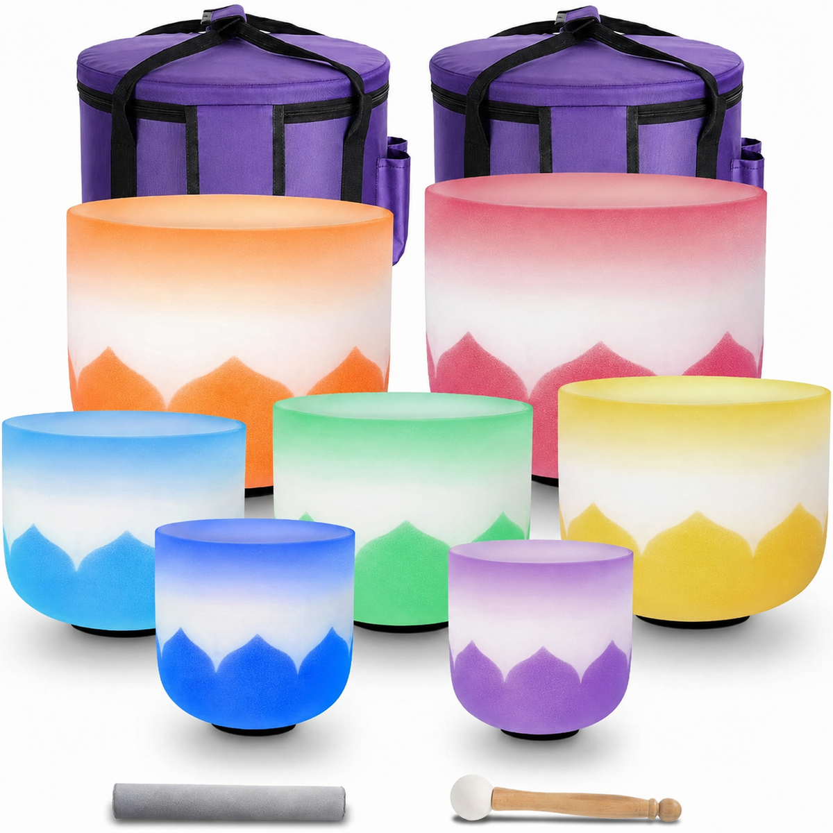 Set Prisme · 7 bols chantants colorés · 432 Hz