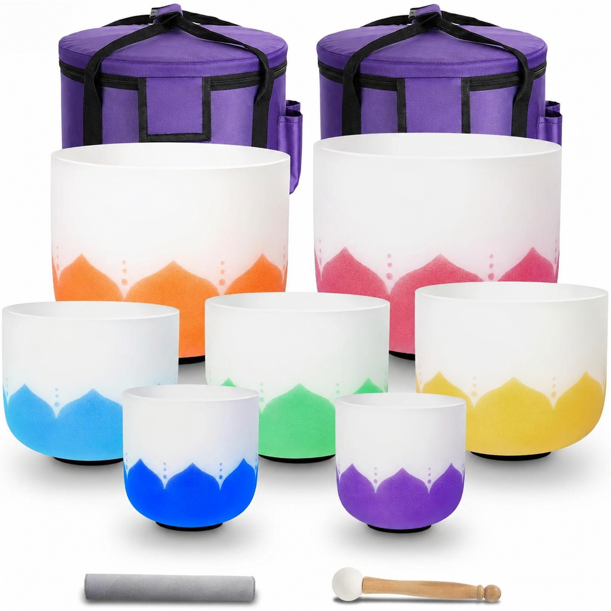 Set Prisme · 7 bols chantants colorés · 432 Hz