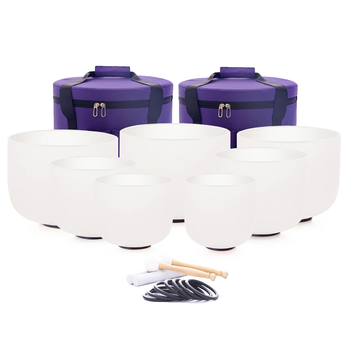 Set de 7 bols chantants en cristal blanc givré