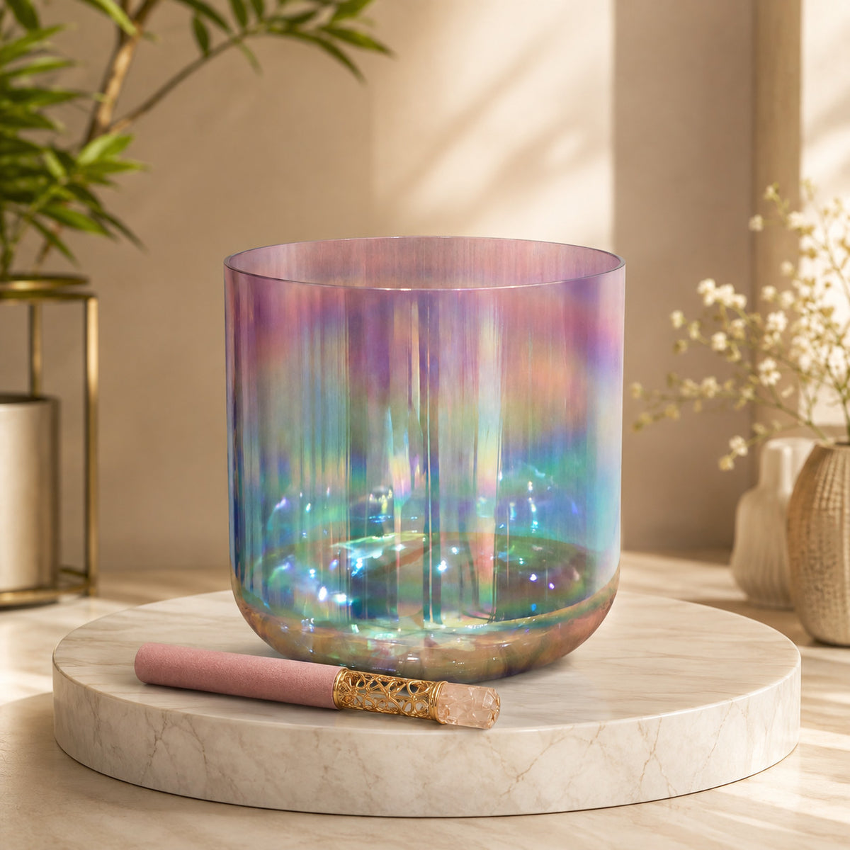Nébuleuse · bol chantant en cristal irisé