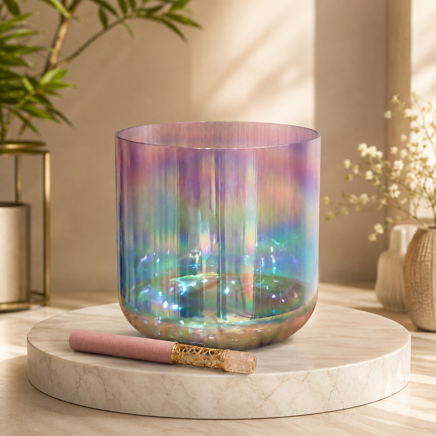 Nébuleuse · bol chantant en cristal irisé
