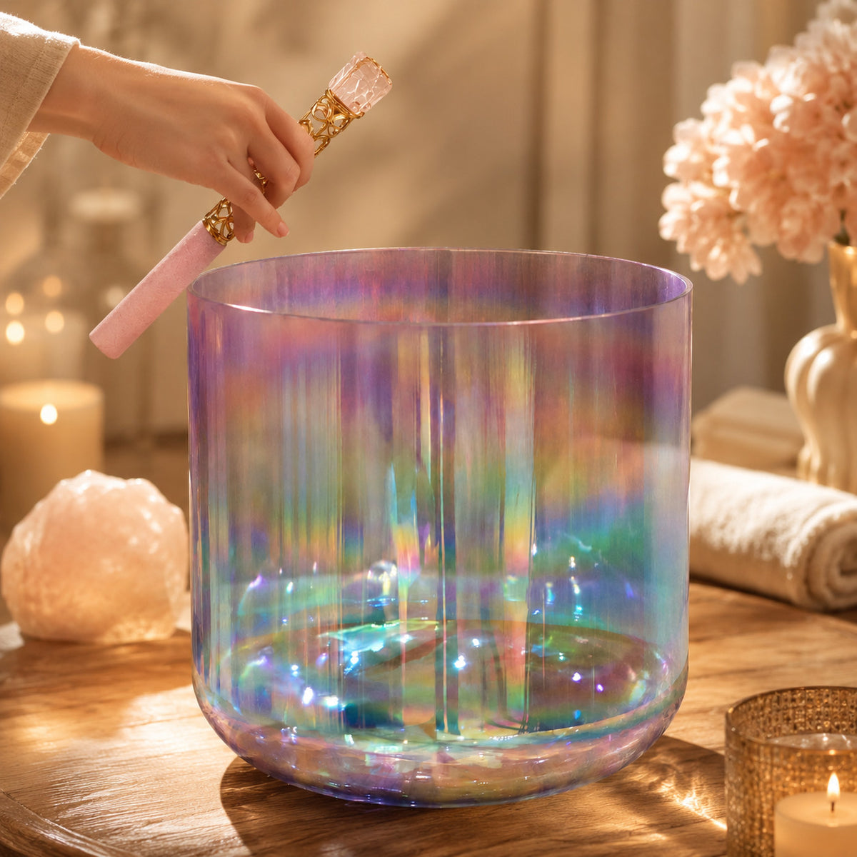 Nébuleuse · bol chantant en cristal irisé