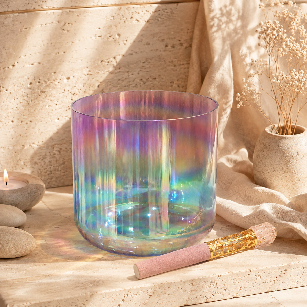 Nébuleuse · bol chantant en cristal irisé